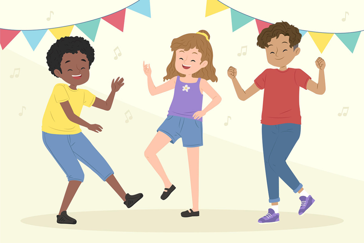 tekening van kinderen die dansen