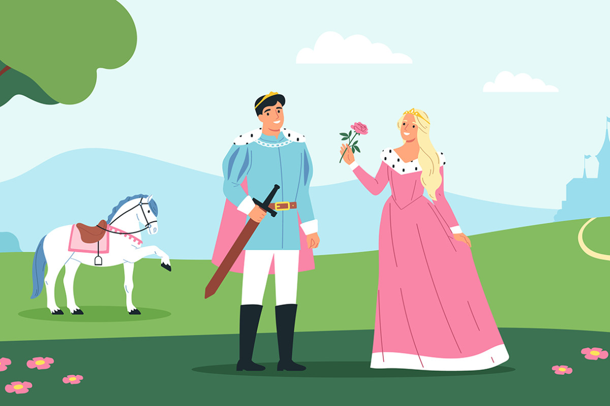 tekening met prins en prinses