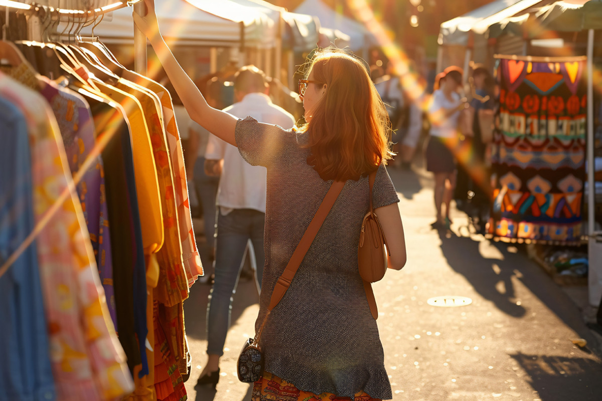 vrouw loopt op een markt