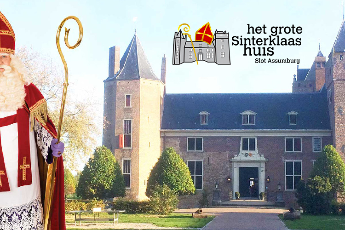 Sinterklaas staat voor Slot Assumburg